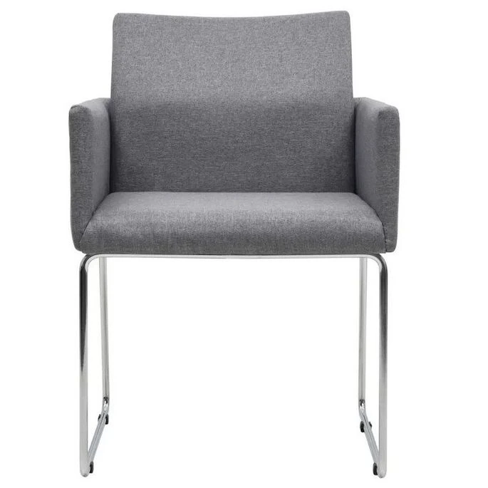 Chaise Tissu Gris Clair Et Pieds Métal Chromé Boo - Lot De 4 2 Chaise Tissu Gris Clair Et Pieds Métal Chromé Boo - Lot De 4 – Image 2