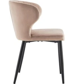 Chaise Velours Beige Et Pieds Métal Noir Lyriane - Lot De 2 -Chaise Soldes Magasin chaise velours beige et pieds metal noir palma lot de 2 3248111519173 656806