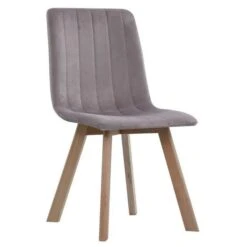 Chaise Velours Rose Et Pieds Hêtre Massif Paldi - Lot De 2