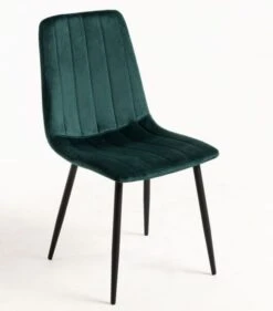 Chaise Velours Vert Et Pieds Métal Noir Londa - Lot De 2