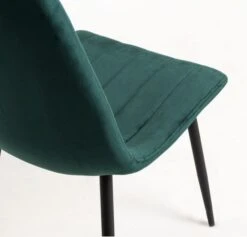 Chaise Velours Vert Et Pieds Métal Noir Londa - Lot De 2 -Chaise Soldes Magasin chaise velours vert et pieds metal noir londa lot de 2 3666722853576 1451384