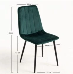Chaise Velours Vert Et Pieds Métal Noir Londa - Lot De 2 -Chaise Soldes Magasin chaise velours vert et pieds metal noir londa lot de 2 3666722853576 1451386