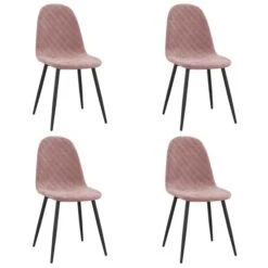 Chaises De Salle à Manger 4 Pcs Rose Velours 16
