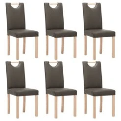 Chaises De Salle à Manger 6 Pcs Gris Similicuir 4