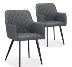 Chaises Matelassé Simili Gris Vack - Lot De 2