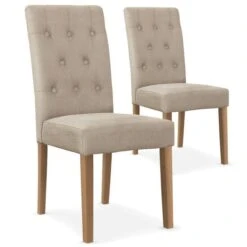 Chaises Tissu Beige Cécilia - Lot De 2