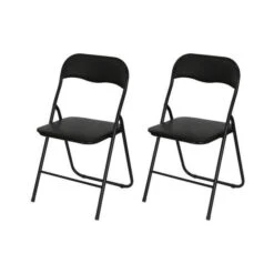 Lot De 2 Chaises Pliantes Noir - L 44 X P 47 X H 78 Cm - CLEA