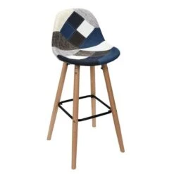 Lot De 2 Tabourets De Bar - Bleu Gris - PATCHWORK -Chaise Soldes Magasin lot de 2 tabourets de bar bleu gris patchwork 3664944360445 999439