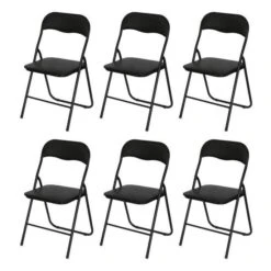 Lot De 6 Chaises Pliantes Noir - L 44 X P 47 X H 78 Cm - CLEA