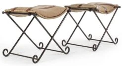 Tabouret Acier Et Assise En Cuir Bicolore Sanpark - Lot De 2