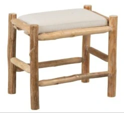 Tabouret Avec Coussin Bois Naturel Et Blanc Josua Assise 46 Cm