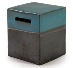 Tabouret Bas Carré Grès Bleu Et Gris Mathias