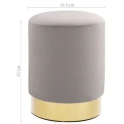 Tabouret Bas Design Velours Gris Clair Et Metal Doré Sinza -Chaise Soldes Magasin tabouret bas design velours gris clair et metal dore sinza 3666722553179 398324