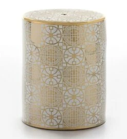 Tabouret Bas Oriental Blanc Et Doré Ethy