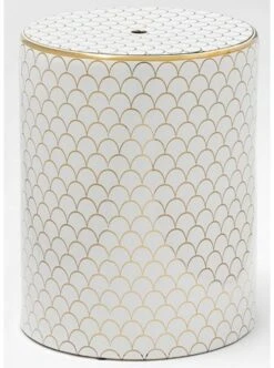 Tabouret Bas Rond Céramique Blanc Kaizy