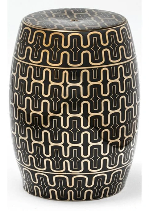 Tabouret Bas Rond Céramique Noir Et Doré Laizy 1 Tabouret Bas Rond Céramique Noir Et Doré Laizy