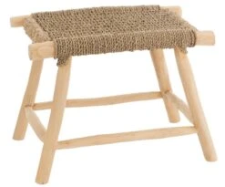 Tabouret Bois Teck Naturel Timoty Assise 45 Cm