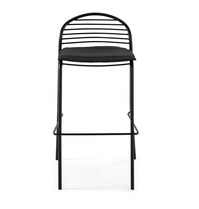 Tabouret De Bar Cuir Noir Et Pieds Métal Noir Desy 2 Tabouret De Bar Cuir Noir Et Pieds Métal Noir Desy – Image 2