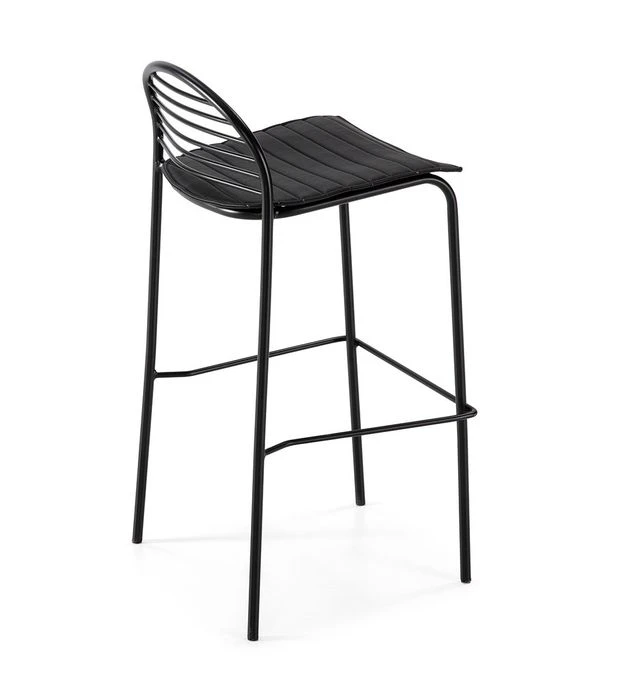 Tabouret De Bar Cuir Noir Et Pieds Métal Noir Desy 3 Tabouret De Bar Cuir Noir Et Pieds Métal Noir Desy – Image 3