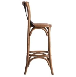 Tabouret De Bar Pin Massif Recyclé Et Rotin Clair Annah -Chaise Soldes Magasin tabouret de bar pin massif recycle et rotin clair 397616