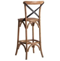 Tabouret De Bar Pin Massif Recyclé Et Rotin Clair Annah -Chaise Soldes Magasin tabouret de bar pin massif recycle et rotin clair 397617