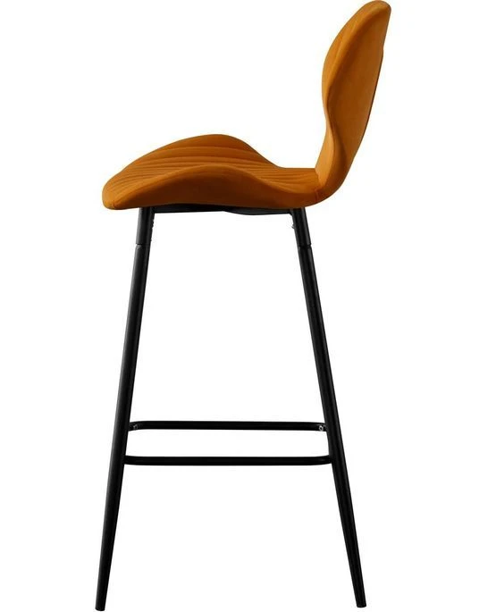 Tabouret De Bar Velours Doré Et Pieds Métal Noir Mory - Lot De 4 3 Tabouret De Bar Velours Doré Et Pieds Métal Noir Mory - Lot De 4 – Image 3