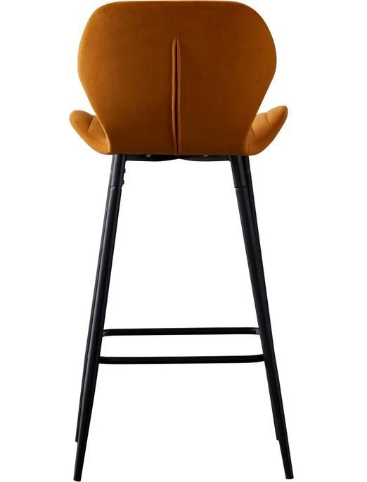 Tabouret De Bar Velours Doré Et Pieds Métal Noir Mory - Lot De 4 4 Tabouret De Bar Velours Doré Et Pieds Métal Noir Mory - Lot De 4 – Image 4