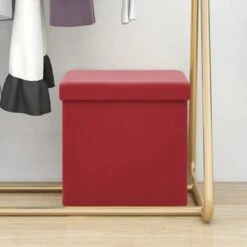 Tabouret De Rangement Pliable Rouge Bordeaux PVC