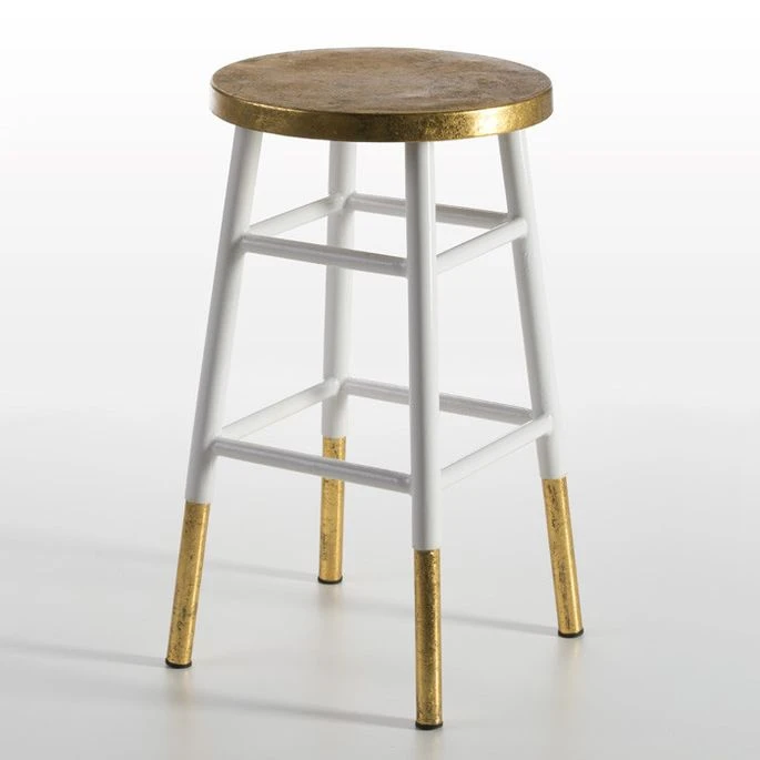 Tabouret Rond Métal Doré Et Blanc 1 Tabouret Rond Métal Doré Et Blanc
