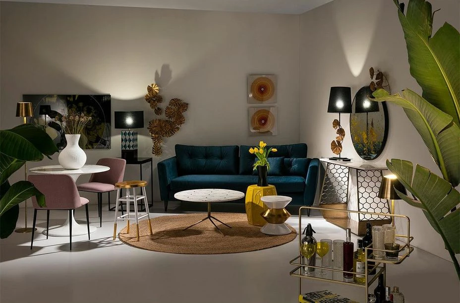 Tabouret Rond Métal Doré Et Blanc 2 Tabouret Rond Métal Doré Et Blanc – Image 2