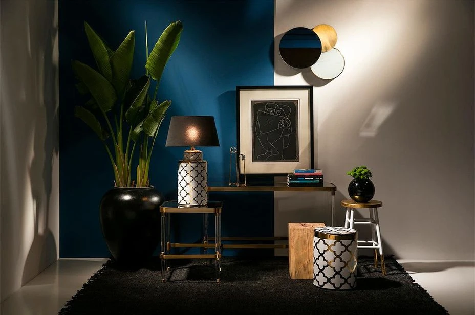 Tabouret Rond Métal Doré Et Blanc 3 Tabouret Rond Métal Doré Et Blanc – Image 3