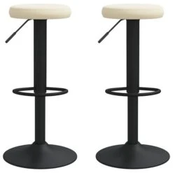 Tabourets De Bar 2 Pcs Crème Velours 4