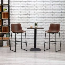Tabourets De Bar 2 Pcs Marron Clair Similicuir 2