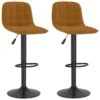 Tabourets De Bar 2 Pcs Marron Velours 15