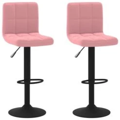 Tabourets De Bar 2 Pcs Rose Velours 3